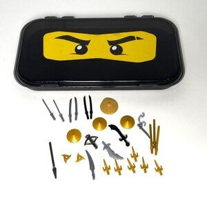LEGO Ninjago Minifigure Storage Case with Weapons Lot Swords Hats Daggers